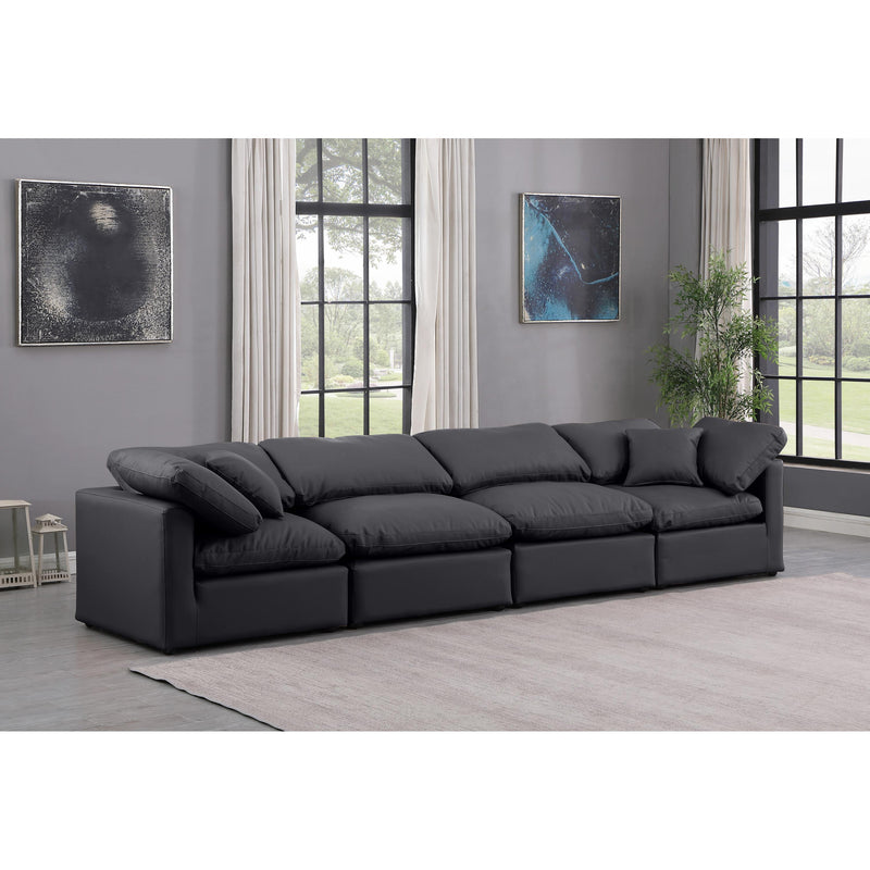 Meridian Indulge Black Vegan Leather Modular Sofa IMAGE 2