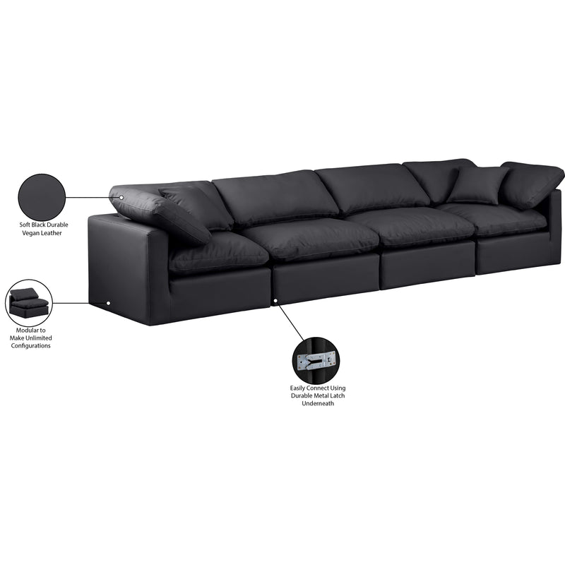 Meridian Indulge Black Vegan Leather Modular Sofa IMAGE 8
