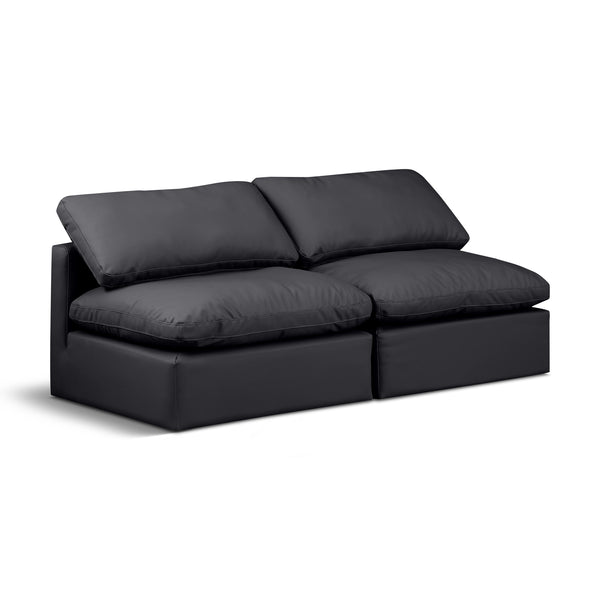 Meridian Indulge Black Vegan Leather Modular Sofa IMAGE 1
