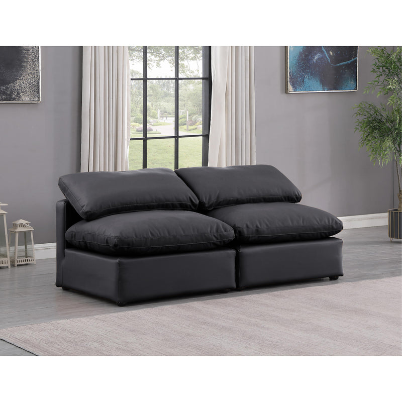 Meridian Indulge Black Vegan Leather Modular Sofa IMAGE 2