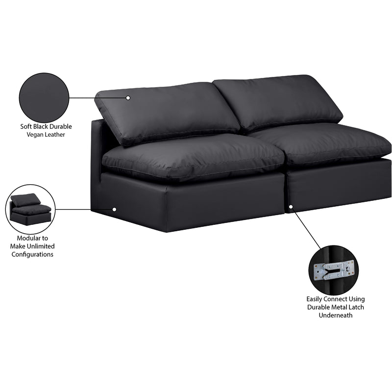 Meridian Indulge Black Vegan Leather Modular Sofa IMAGE 8