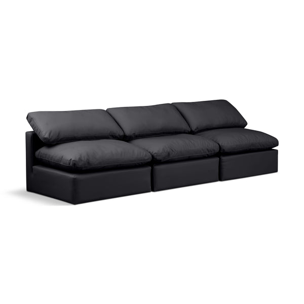 Meridian Indulge Black Vegan Leather Modular Sofa IMAGE 1