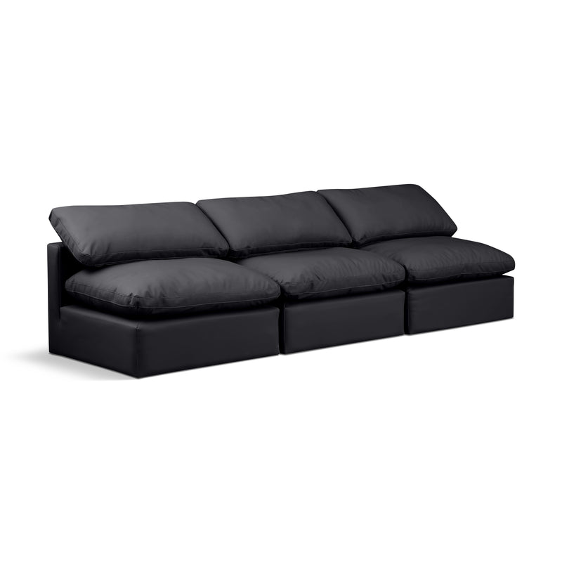 Meridian Indulge Black Vegan Leather Modular Sofa IMAGE 1