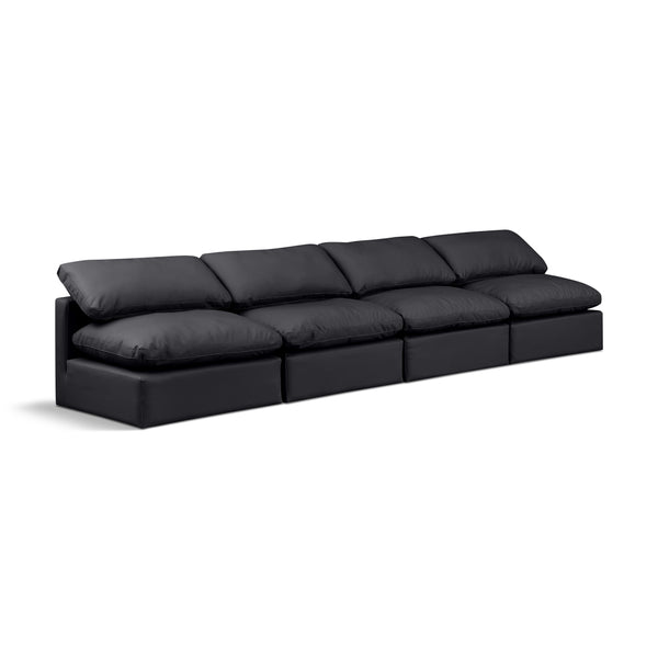 Meridian Indulge Black Vegan Leather Modular Sofa IMAGE 1