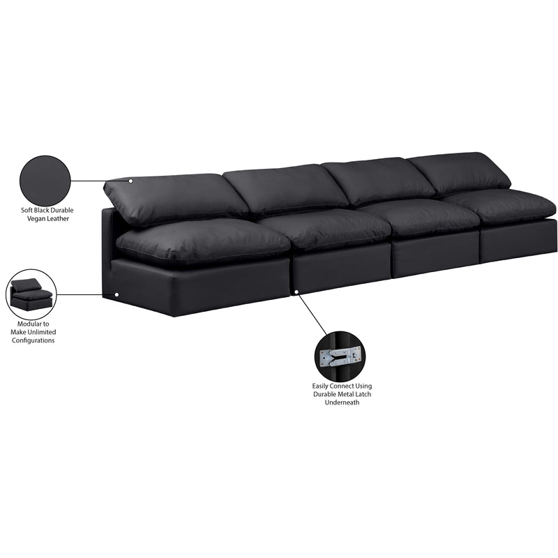 Meridian Indulge Black Vegan Leather Modular Sofa IMAGE 7