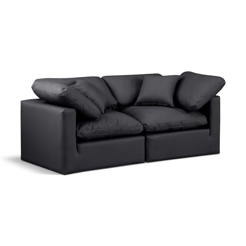 Meridian Indulge Black Vegan Leather Modular Sofa IMAGE 1