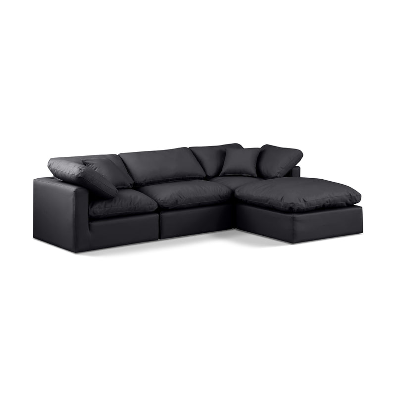 Meridian Indulge Black Vegan Leather Modular Sectional IMAGE 1