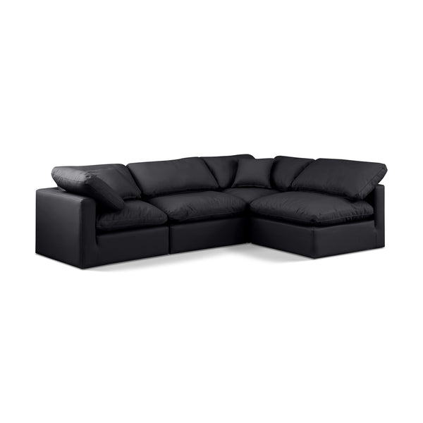 Meridian Indulge Black Vegan Leather Modular Sectional IMAGE 1