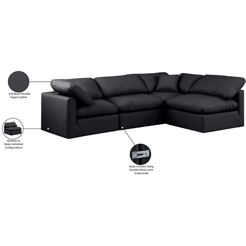 Meridian Indulge Black Vegan Leather Modular Sectional IMAGE 9