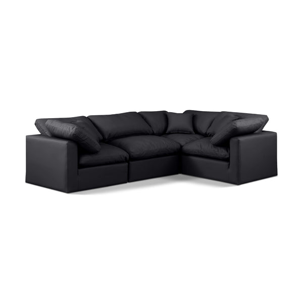 Meridian Indulge Black Vegan Leather Modular Sectional IMAGE 1