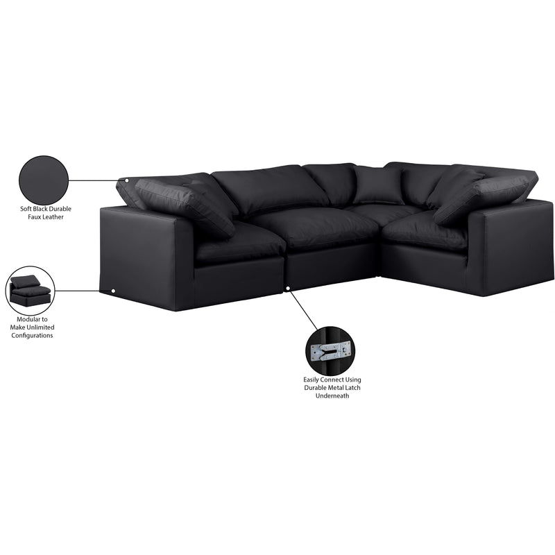 Meridian Indulge Black Vegan Leather Modular Sectional IMAGE 9