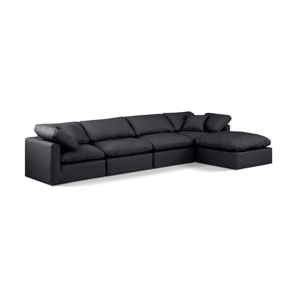 Meridian Indulge Black Vegan Leather Modular Sectional IMAGE 1
