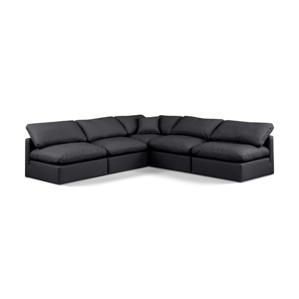 Meridian Indulge Black Vegan Leather Modular Sectional IMAGE 1