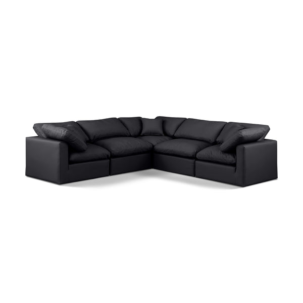 Meridian Indulge Black Vegan Leather Modular Sectional IMAGE 1