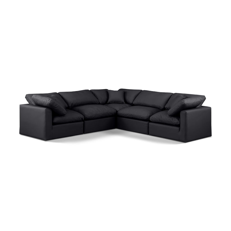 Meridian Indulge Black Vegan Leather Modular Sectional IMAGE 1
