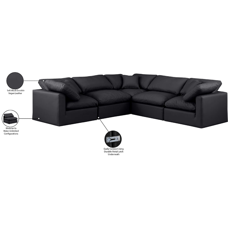 Meridian Indulge Black Vegan Leather Modular Sectional IMAGE 9