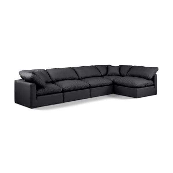 Meridian Indulge Black Vegan Leather Modular Sectional IMAGE 1