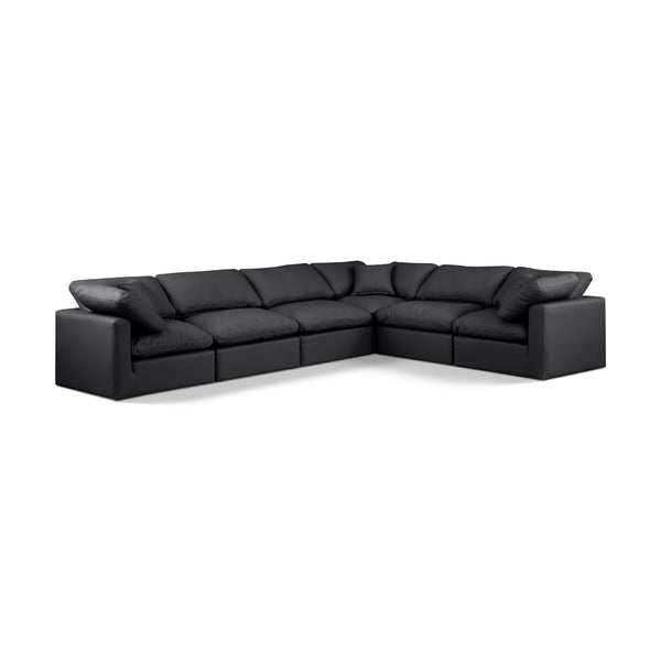Meridian Indulge Black Vegan Leather Modular Sectional IMAGE 1