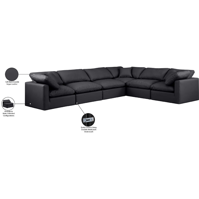Meridian Indulge Black Vegan Leather Modular Sectional IMAGE 9