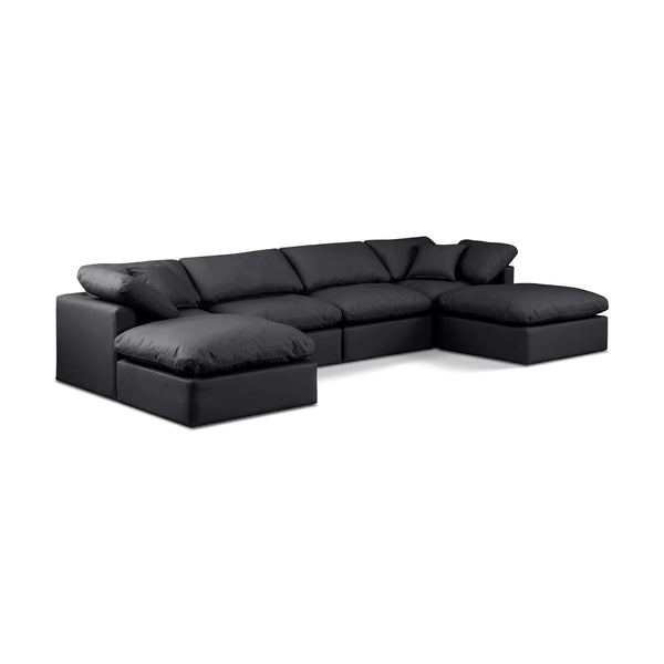 Meridian Indulge Black Vegan Leather Modular Sectional IMAGE 1