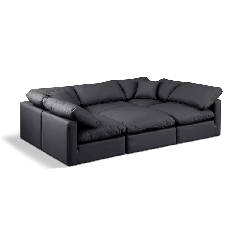 Meridian Indulge Black Vegan Leather Modular Sectional IMAGE 1
