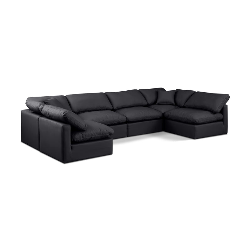 Meridian Indulge Black Vegan Leather Modular Sectional IMAGE 1