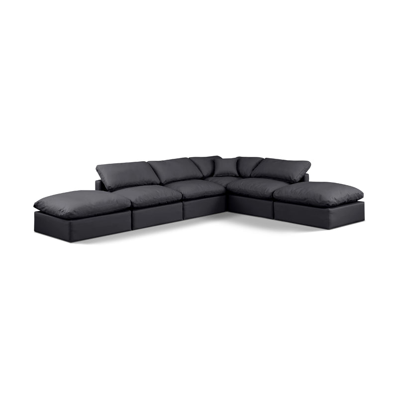 Meridian Indulge Black Vegan Leather Modular Sectional IMAGE 1