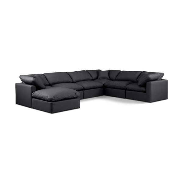 Meridian Indulge Black Vegan Leather Modular Sectional IMAGE 1
