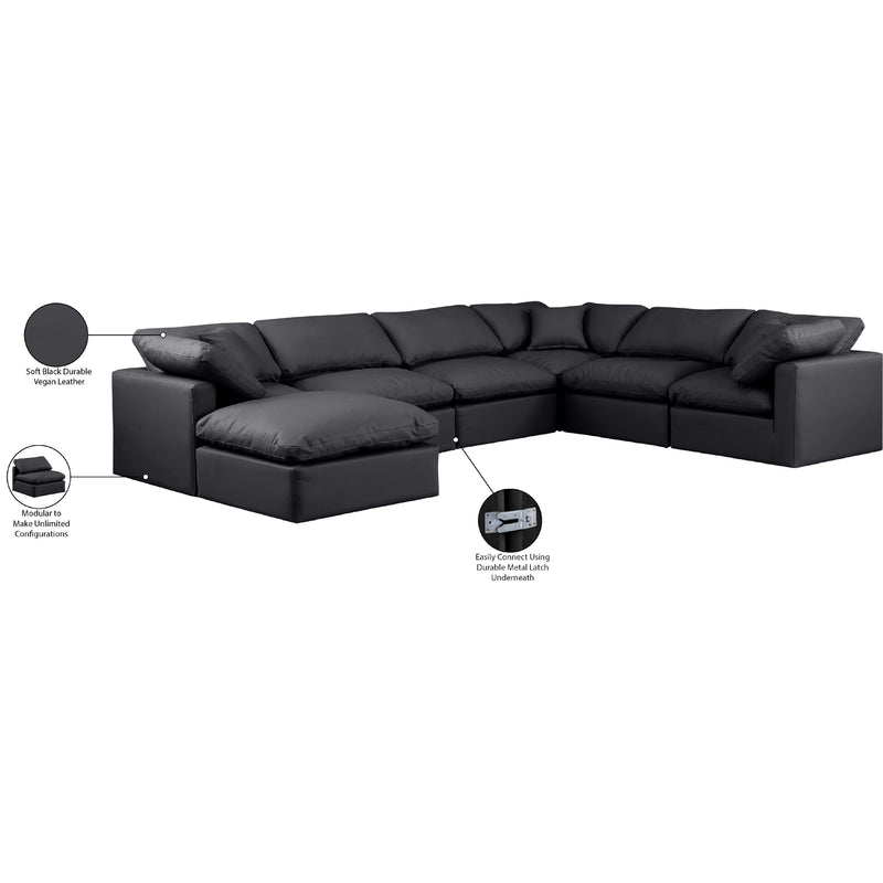 Meridian Indulge Black Vegan Leather Modular Sectional IMAGE 9