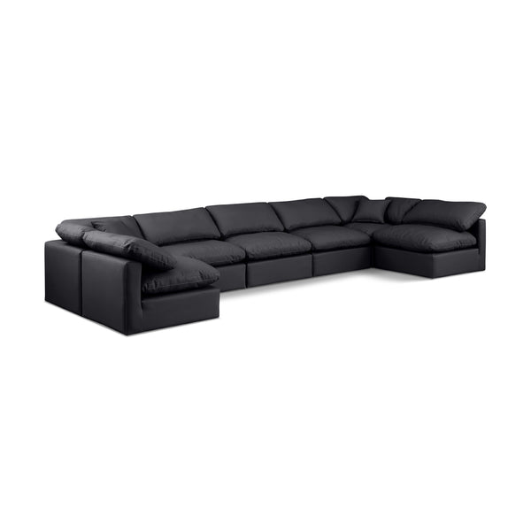 Meridian Indulge Black Vegan Leather Modular Sectional IMAGE 1