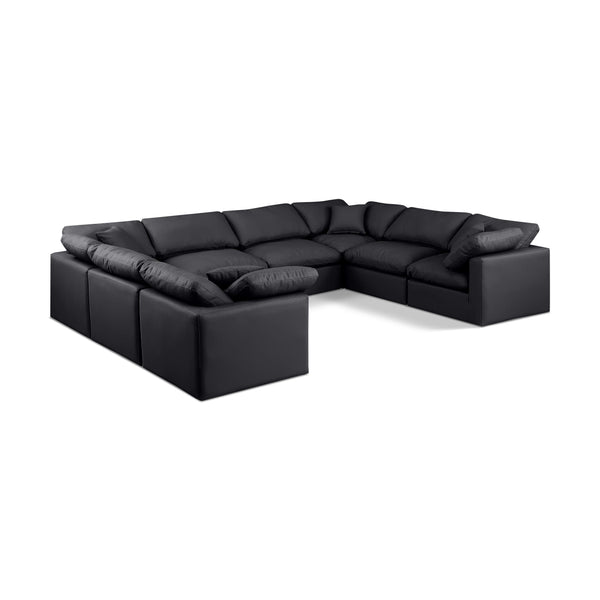 Meridian Indulge Black Vegan Leather Modular Sectional IMAGE 1