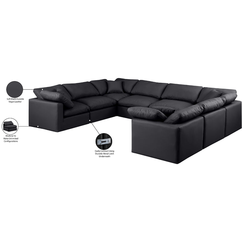 Meridian Indulge Black Vegan Leather Modular Sectional IMAGE 9