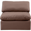 Meridian Indulge Brown Vegan Leather Armless Chair IMAGE 4