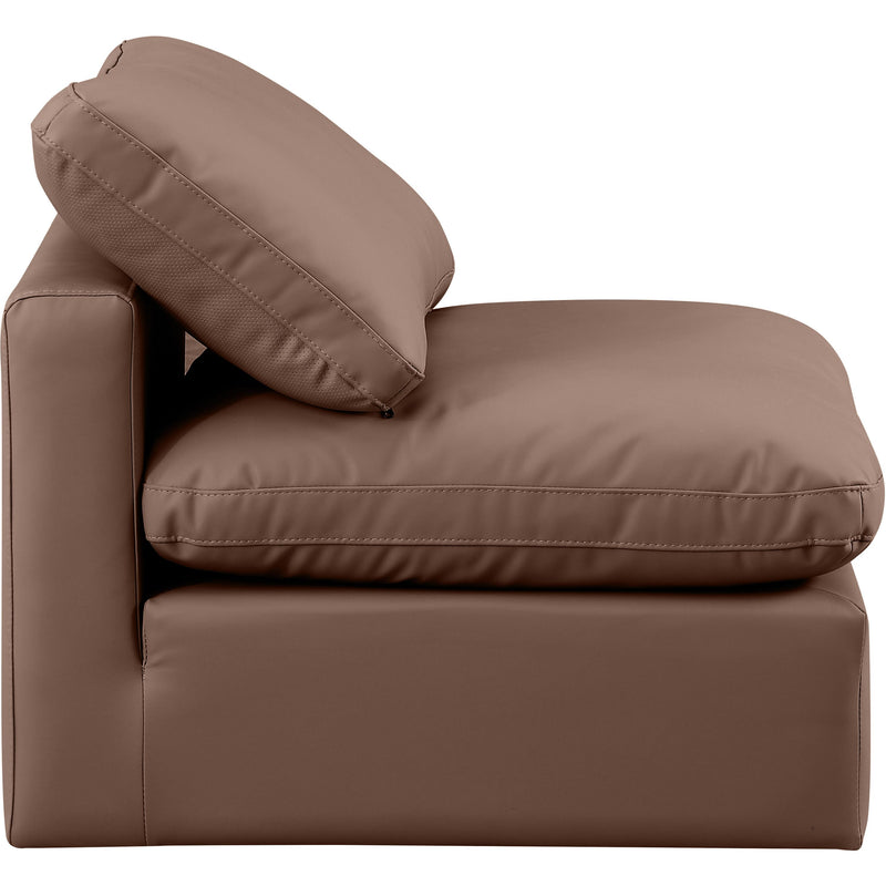 Meridian Indulge Brown Vegan Leather Armless Chair IMAGE 5