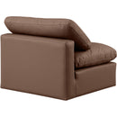 Meridian Indulge Brown Vegan Leather Armless Chair IMAGE 6