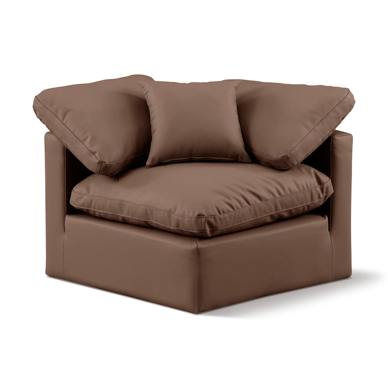 Meridian Indulge Brown Vegan Leather Corner Chair IMAGE 1