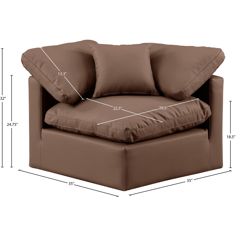 Meridian Indulge Brown Vegan Leather Corner Chair IMAGE 9