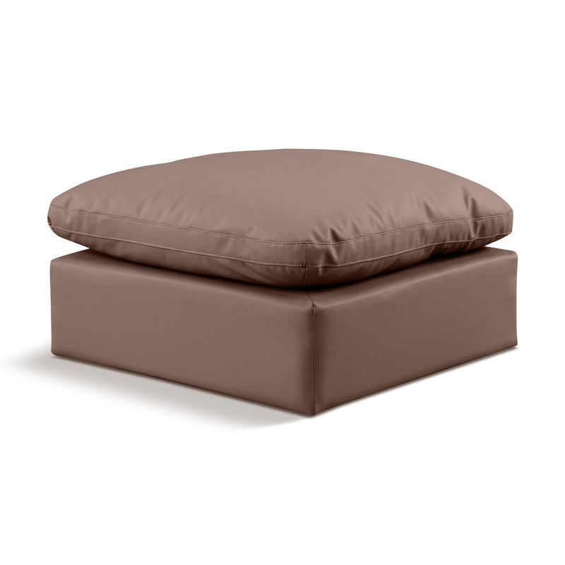 Meridian Indulge Brown Vegan Leather Ottoman IMAGE 1