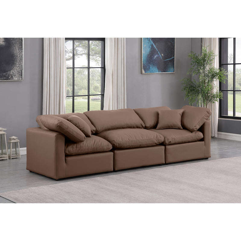 Meridian Indulge Brown Vegan Leather Modular Sofa IMAGE 2