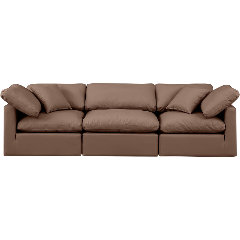 Meridian Indulge Brown Vegan Leather Modular Sofa IMAGE 4