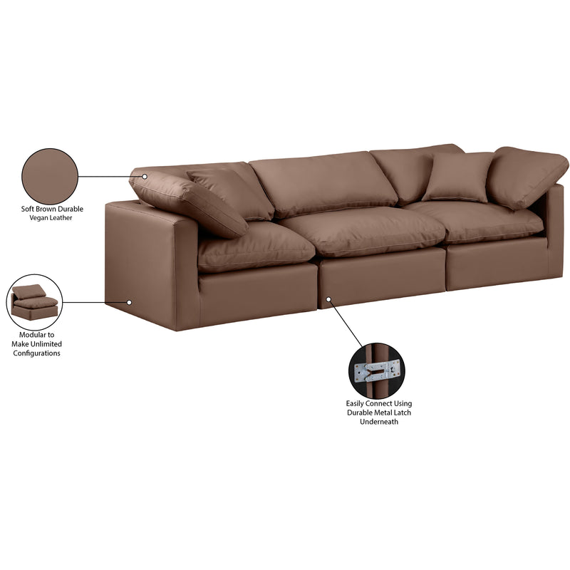 Meridian Indulge Brown Vegan Leather Modular Sofa IMAGE 8