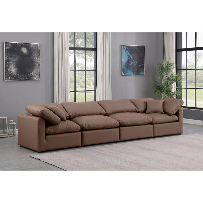 Meridian Indulge Brown Vegan Leather Modular Sofa IMAGE 2