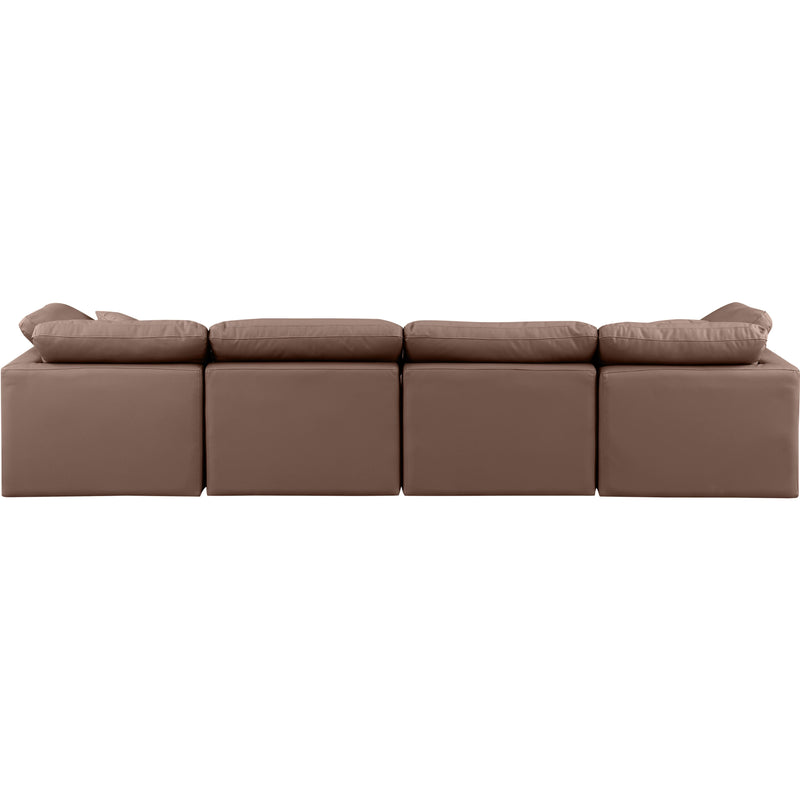 Meridian Indulge Brown Vegan Leather Modular Sofa IMAGE 3