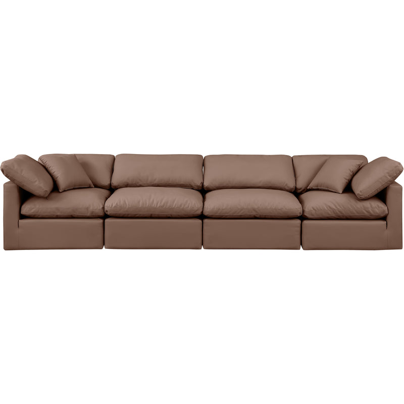 Meridian Indulge Brown Vegan Leather Modular Sofa IMAGE 4