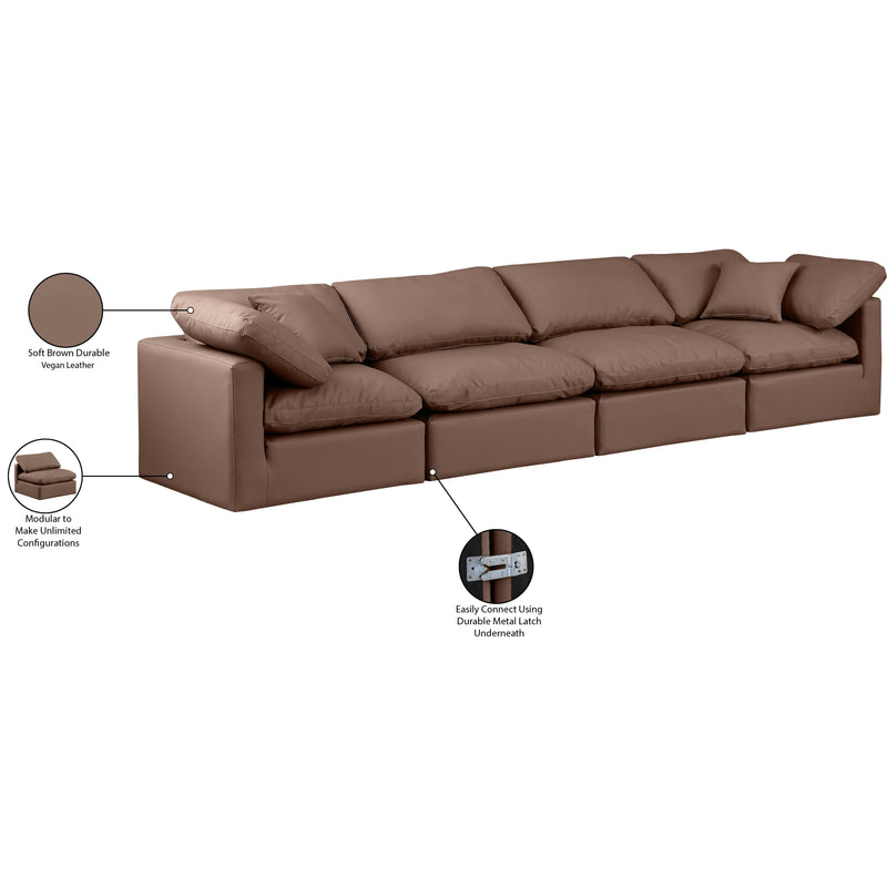 Meridian Indulge Brown Vegan Leather Modular Sofa IMAGE 8