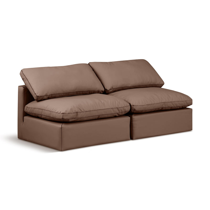 Meridian Indulge Brown Vegan Leather Modular Sofa IMAGE 1