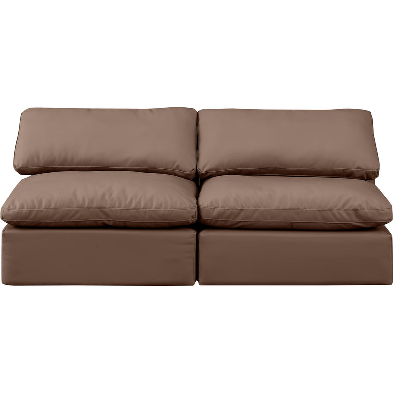 Meridian Indulge Brown Vegan Leather Modular Sofa IMAGE 4