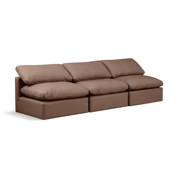Meridian Indulge Brown Vegan Leather Modular Sofa IMAGE 1