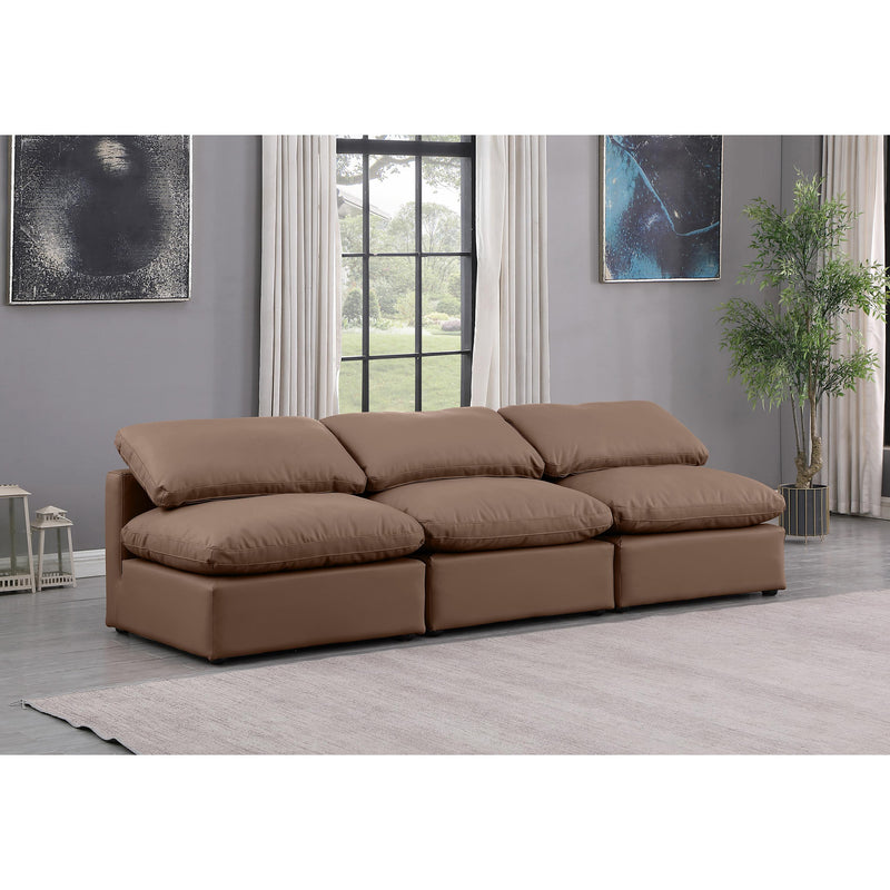 Meridian Indulge Brown Vegan Leather Modular Sofa IMAGE 2