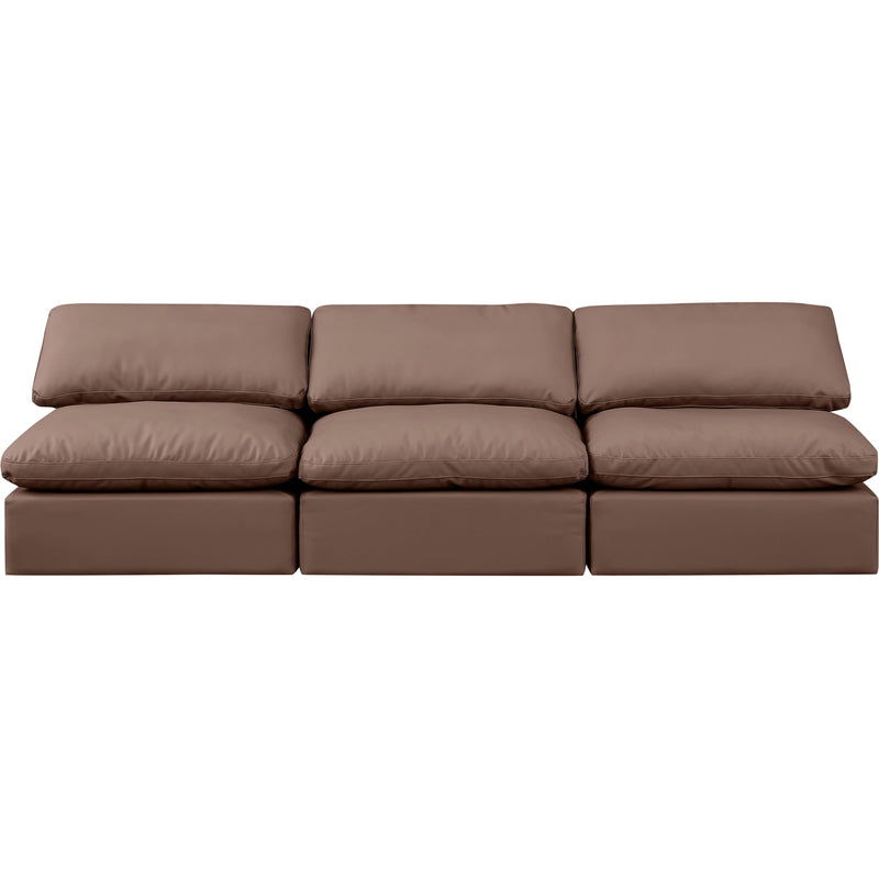 Meridian Indulge Brown Vegan Leather Modular Sofa IMAGE 4